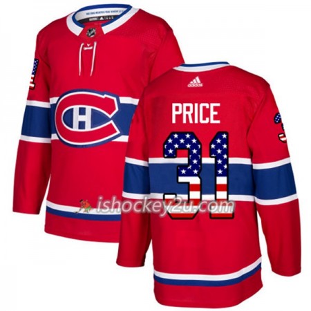 Mænd NHL Montreal Canadiens Trøje Carey Price 31 Adidas 2017-2018 Rød USA Flag Fashion Authentic